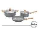 HUDSON Aluminum and Ceramic Nonstick Covered 5 Pc Stockpots and Frypan Set - Brand New