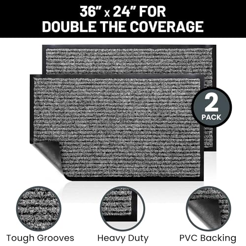 Sierra Concepts Front Door Mat Welcome Mats Entrance Doormat 2-Pack - Gray - Like New