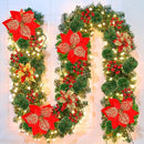 Christmas Garland with Lights, Outdoor Christmas Garland, 9ft, B0C6Q949DW, Red - Brand New