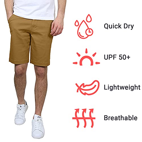 GALAXY MEN'S 5-POCKET FLAT-FRONT STRETCH TWILL SHORTS - SIZE: MEN 36 - TIMBER - Brand New