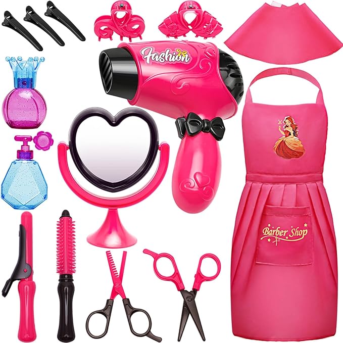 MOZXEBOK KIDS TOYS FOR GIRLS PRETEND PLAY HAIR SALON SET FOR LITTLE GIRLS - PINK Like New