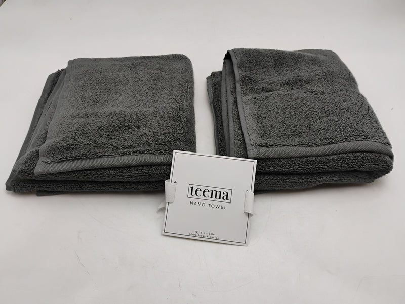 TEEMA LUXE BATH TOWELS (2 PIECE) 15 IN X 25IN HAND TOWEL - CHARCOAL - Like New