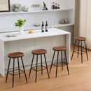 Bar Stools Set of 4 Modern 28" Bar Height Stools Brown Faux Leather Backless - Like New