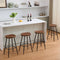 Bar Stools Set of 4 Modern 28" Bar Height Stools Brown Faux Leather Backless - Like New