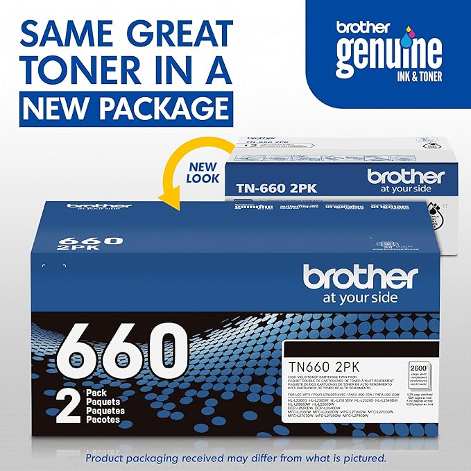 Brother Genuine High-Yield Toner Cartridge Twin Pack 2Pack TN6602PK - Black Like New