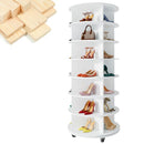 GUJIAM 7 Tier 66.9in Spinning Shoe Rack Tower 360 with Wheels - White - Like New