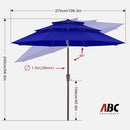 ABCCAPONY ABCCANOPY 9FT 3 TIERS PATIO UMBRELLA WITH CRANK HANDLE UB01 - BLUE - Like New