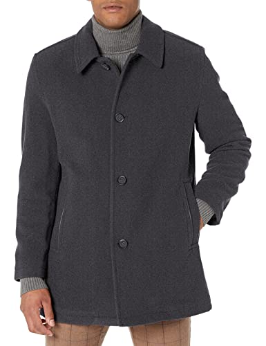 COLE HAAN MEN'S BUTTON UP WOOL PLUSH CAR COAT SIZE MEN M CHARCOAL - Brand New
