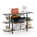 FURINNO TURN-N-TUBE 3-TIER WIDE DISPLAY SHELF, FRENCH OAK/GREY/BLACK - Like New