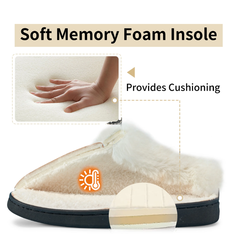 AOMIGOCT MEMORY FOAM WOMEN'S NON SLIP CLOSED TOE SLIPPERS - US 7.5-8.5 - KHAKI - Like New