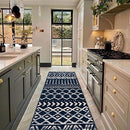 CAMILSON Boho Moroccan Area Rug 2'x7', Geometric Diamond Design - Boho Navy Blue - Brand New