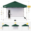 CROWN SHADES 10X10 POP UP CANOPY RM100H-S1, WITH 1 SIDE WALL - FOREST GREEN - Like New