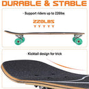 SANVIEW 34" Bamboo Longboard Skateboard Cruiser for Kids Adults Flower - Like New