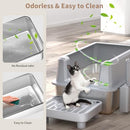 PEREHOME ENCLOSED STAINLESS STEEL CAT LITTER BOX EXTRA XL LARGE (GREY) - GRAY - Like New