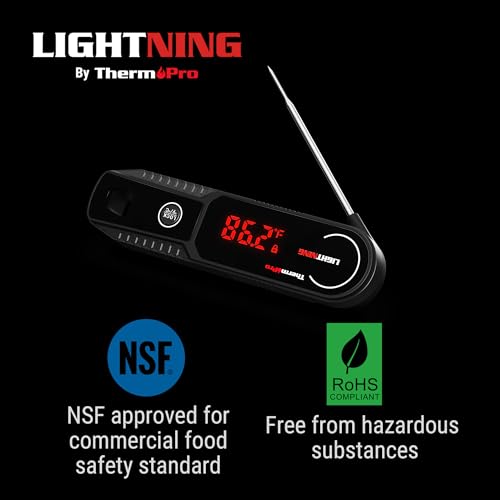 THERMOPRO LIGHTNING 1-SECOND INSTANT READ MEAT THERMOMETER - TP622 - BLACK - Like New