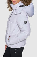 KARL LAGERFELD WOMEN'S DIAMOND QUILT PUFFER JACKET - SIZE XS - WHITE - Brand New