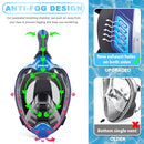 ZIPOUTE SNORKEL MASK FULL FACE, FOLDABLE FULL FACE, CAMERA MOUNT, BLUE S/M - Like New
