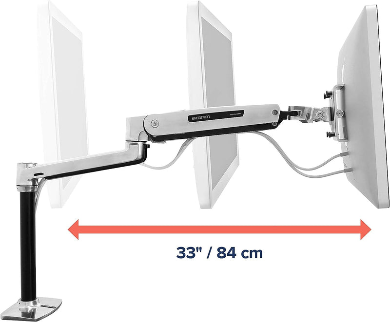 Ergotron LX HD Single Heavy Duty Monitor Arm 45-384-026 Polished Aluminum Like New