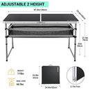 FUNDANGO FOLDING CAMPING TABLE, 4 FT ADJUSTABLE 9C2108 - BLACK - Like New