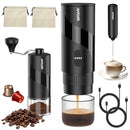 AMOSA PORTABLE ELECTRIC ESPRESSO MACHINE GRINDER MILK FROTHER AE1201 - BLACK - Like New