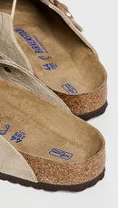 0560771 BIRKENSTOCK UNISEX BOSTON SOFT FOOTBED SHOES, SUEDE LEATHER - TAN-9 - Like New