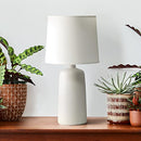 SIMPLE DESIGNS TEXTURED LINEAR POTTERY CERAMIC TABLE LAMP - OFF WHITE - Like New