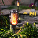 Toodour Solar Torch Flame Lights, Flickering Flame, 12 Pack, Warm White, Black - Like New
