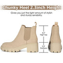 ATHLEFIT WOMEN'S CHELSEA BOOTS LUG SOLE CHUNKY HEEL ELASTIC SIZE 6 NUDE - Brand New