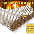 Powrocket Fireplace Mesh Screen Curtain 24"Wx26"H Sturdy Spark Security - Brass - Brand New