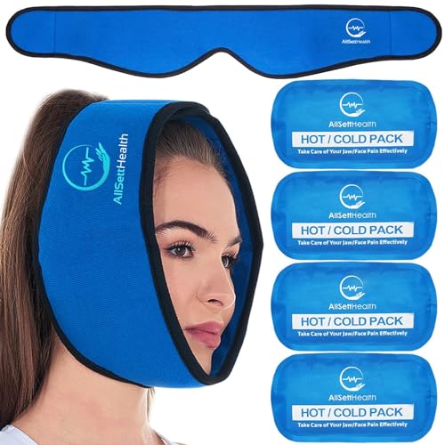 ALLSETT HEALTH FACE ICE PACK WRAP FOR TMJ RELIEF WISDOM TEETH JAW HEAD CHIN BLUE - Like New