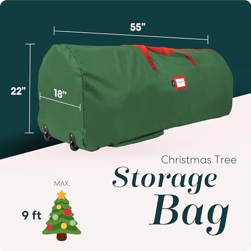 HANDY LAUNDRY ROLLING TREE STORAGE BAG 9FT ARTIFICIAL HOLIDAY TREE 5649 - GREEN - Like New