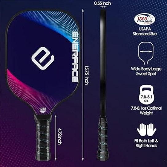 ENERFACE Pickleball Paddles - Yellow+Green/Blue+Pink, 4-Pack - Like New