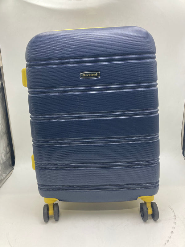 ROCKLAND MELBOURNE 20-INCH HARDSIDE SPINNER CARRY-ON LUGGAGE NAVY BLUE YELLOW - Like New
