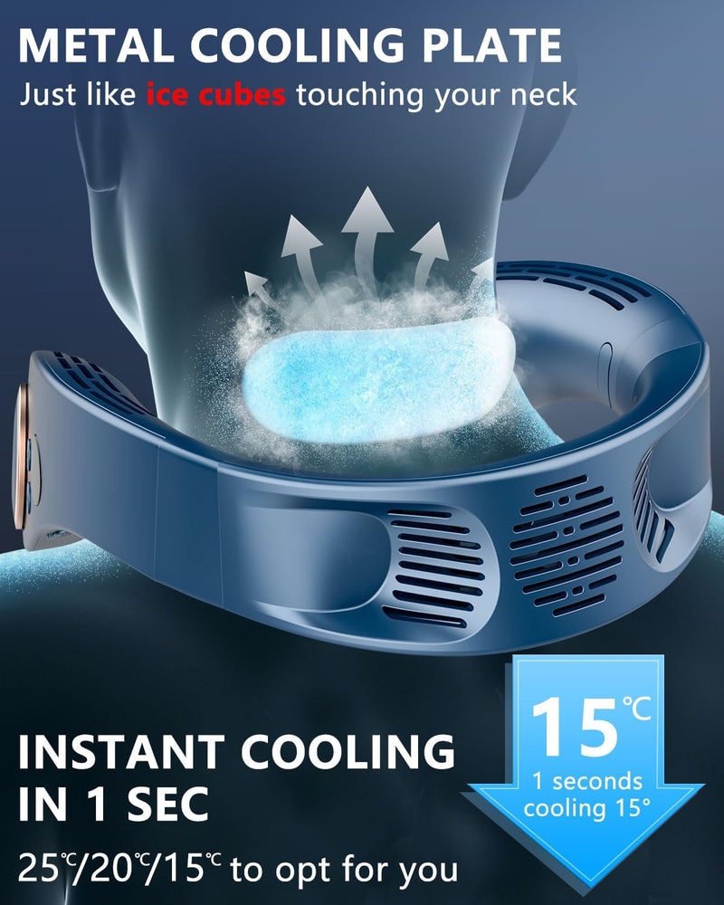 GENERIC NECK FAN WITH COOLING PLATE,5500MAH NECK FANS - AZURE BLUE - Like New