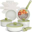 BAKKENMASTER Bakken-Swiss Detachable 15 Piece Cookware Set, GREEN/CREAM - Like New