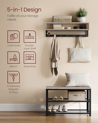 VASAGLE Coat Rack Shoe Bench Set, Hall Tree with Bench, Entryway Furniture - Like New