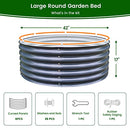OLLE 17" TALL, 42" ROUND GARDEN BED KIT, 3.5 * 3.5 * 1.4FT - MIDNIGHT GRAY - Like New