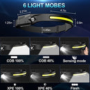 BUD K RECHARGEABLE HEADLAMP 2PACK 230°WIDE BEAM HEADLAMP ADULTS- BLACK - Like New