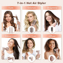7MAGIC 7-IN-1 AIR MULTI-STYLER HAIR DRYER BRUSH AUTO-WRAP CURLERS PINK TRAVEL - Like New