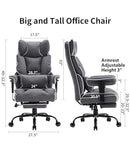 Efomao Fabric Office Chair, High Back Executive Chair with Foot Rest - Gray - Like New