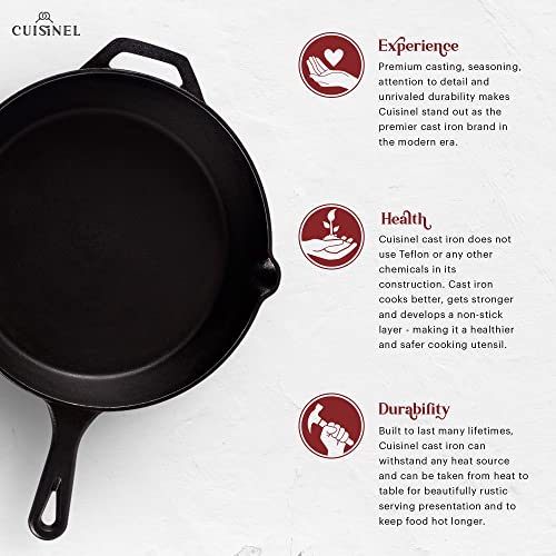 CUISINEL CAST IRON SKILLET 12"-INCH FRYING PAN PRE-SEASONED OVEN SAFE COOKWARE - Like New