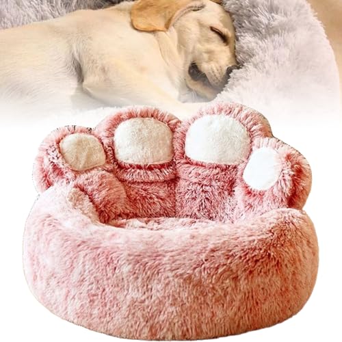 ZEAWIESVBYT PAW SHAPE DOG BED SOFT COTTON SLEEPING INDOORS - PINK 36" - Like New