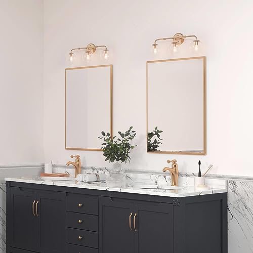 DURENT LIGHTING GOLD BATHROOM LIGHT FIXTURE, 3 LIGHT VANITY LIGHTS - GOLD - Like New