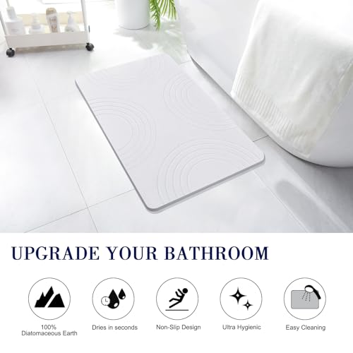 KOOTETA Stone Bath Mat, Shower Mat, Super Absorbent, Easy to Clean - White - Like New