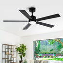 VACZON 52" Ceiling Fan with Lights, Flush Mount, 5 Reversible Blades - Black - Brand New