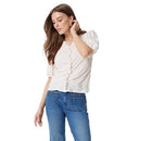 SAM EDELMAN WOMEN'S DAKOTA PUFF SHORT SLEEVE SHIRRED - SIZE S - GARDENIA - Like New