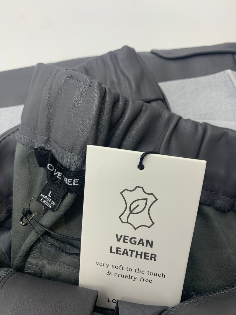 LOVE TREE WOMEN'S VEGAN LEATHER PANTS - SIZE: WOMEN L - GRAY - Brand New