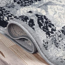 Superior Mystique Collection Area Rug, Elegant Damask Pattern - Black & Grey - Brand New