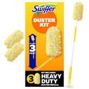 SWIFFER HEAVY DUTY EXTENDABLE HANDLE DUSTING KIT 1-HANDLE 3-DUSTERS WHITE/YELLOW - Like New