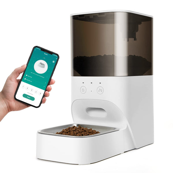 FLUFFYDREAM AUTOMATIC CAT FEEDER WITH APP CONTROL PF120 - WHITE - Like New